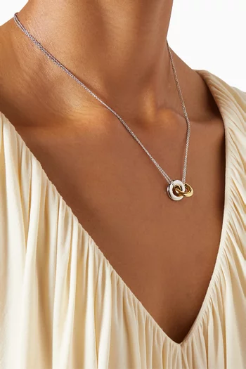 Interlock Small Pendant Necklace in Gold & Silver-plated Brass