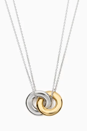 Interlock Small Pendant Necklace in Gold & Silver-plated Brass