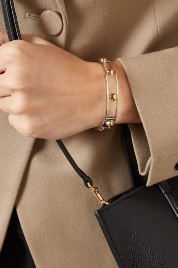 Sculpted Spade Cut-out Bangle in Silver-tone Brass