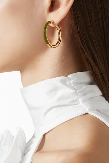 Interlock Hoop Earrings in Resin & Gold-tone Brass
