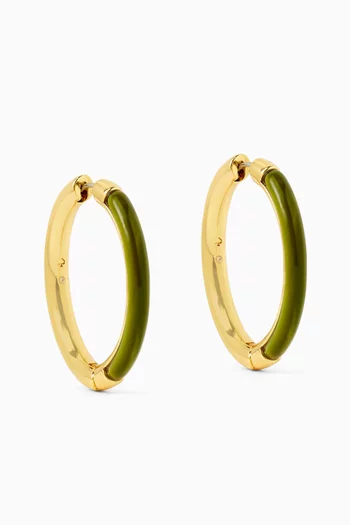 Interlock Hoop Earrings in Resin & Gold-tone Brass
