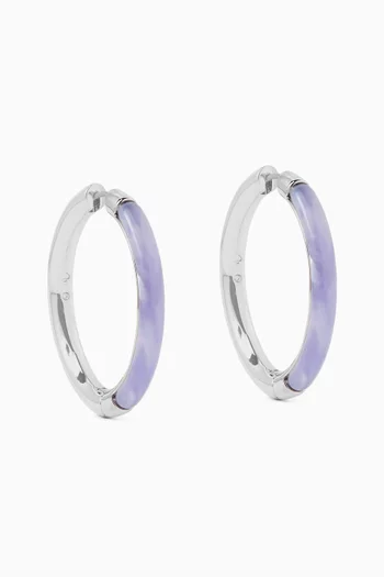 Interlock Hoop Earrings in Resin & Silver-tone Brass
