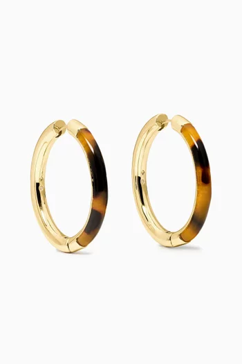Interlock Hoop Earrings in Resin & Gold-tone Brass