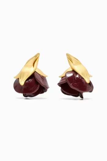 Rosebud Drop Earrings in Gold-tone Brass