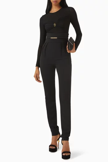 بنطال بخصر مرتفع كريب