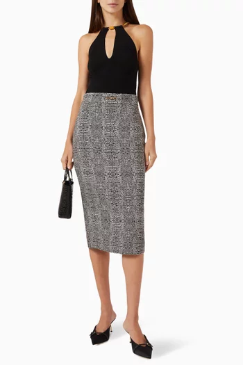 Python-print Midi Skirt