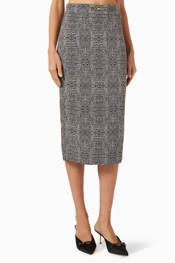 Python-print Midi Skirt