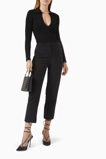Openwork-detail Top in Ribbed Knit
