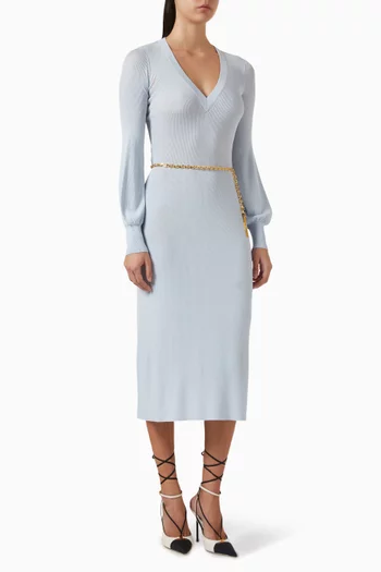 Belted Dress in Rib-knit