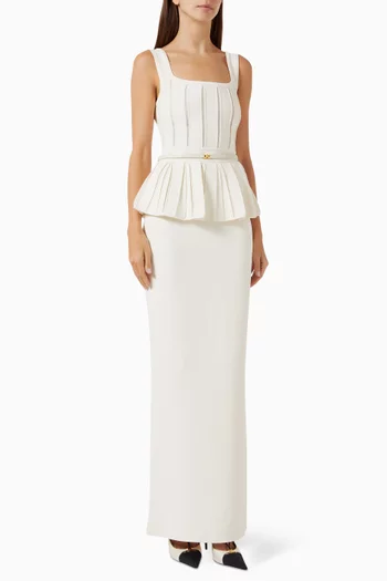 Peplum Belted Dress in Viscose-knit