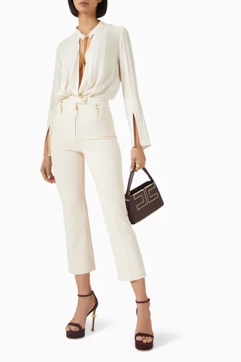 Logo-zip Pants in Crepe