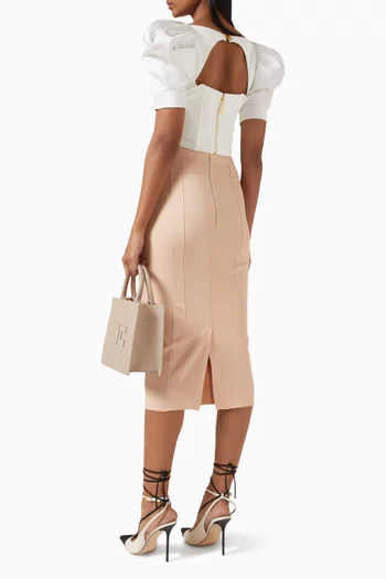 بلوزة قصيرة بأكمام منفوخة كريب وستان