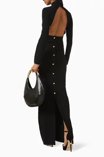 Jewel High-neckline Maxi Dress in Knit