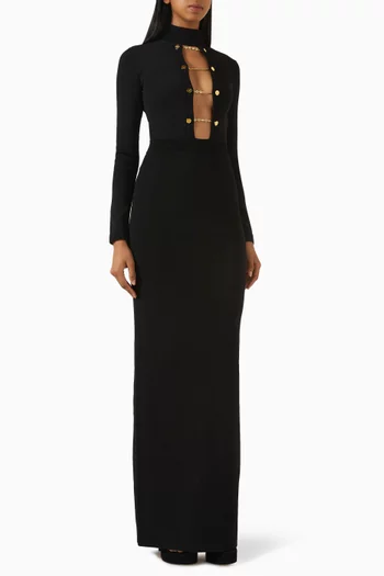 Jewel High-neckline Maxi Dress in Knit