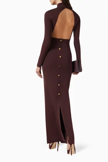 Jewel High-neckline Maxi Dress in Knit