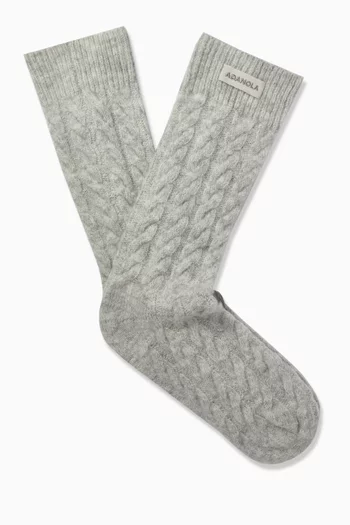 Logo Socks in Cable-knit