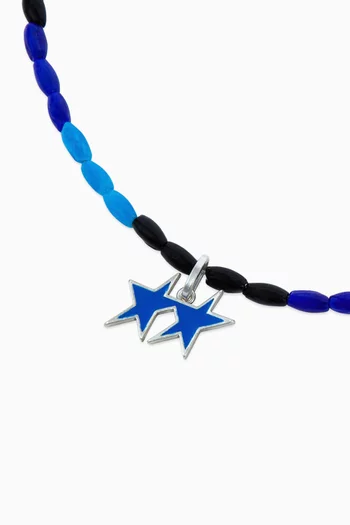 Ocean Icon Beaded Necklace in Silver-plated Brass