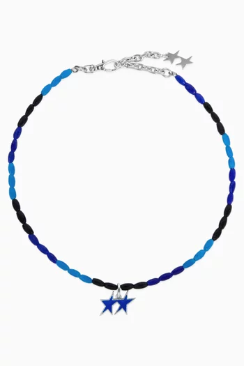 Ocean Icon Beaded Necklace in Silver-plated Brass