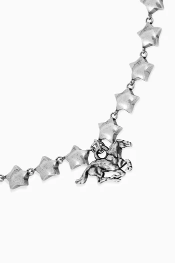 Horse Star Chain Necklace in Silver-plated Brass