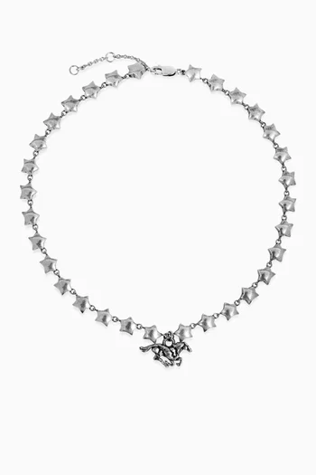 Horse Star Chain Necklace in Silver-plated Brass