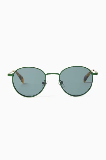 James Round Sunglasses in Stainless Steel