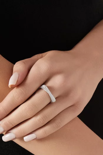 Square Angle Crystal Ring in 925 Sterling Silver
