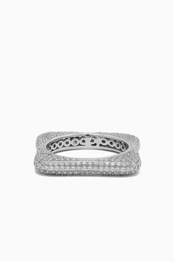 Square Angle Crystal Ring in 925 Sterling Silver