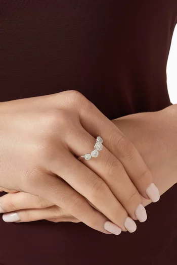 Curved Crystal Ring in 925 Sterling Silver