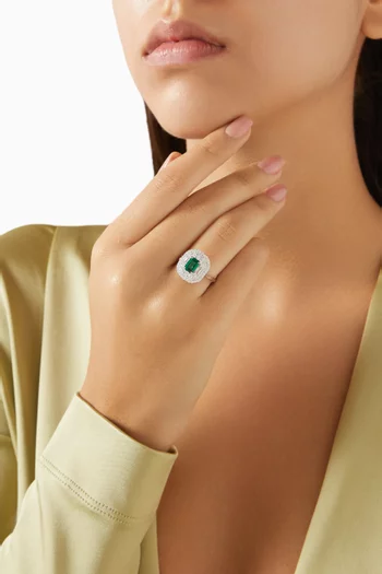 Emerald Crystal Ring in 925 Sterling Silver