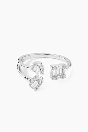 Crystal Open Ring in Sterling Silver