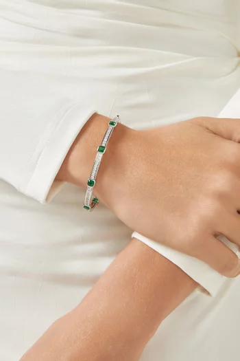 Crystal & Emerald Bracelet in Sterling Silver