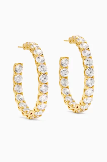 Crystal Hoops in Gold-plated Silver