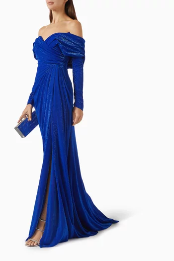 Marielle Off-shoulder Gown in Viscose Jersey
