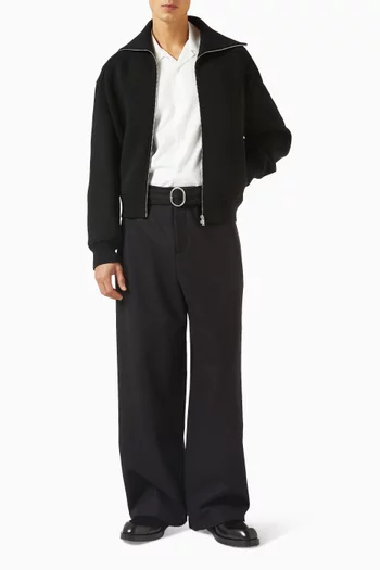 Zip Bomber Jacket in Wool-blend