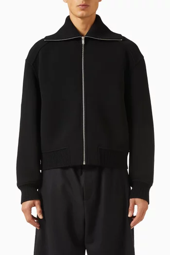 Zip Bomber Jacket in Wool-blend