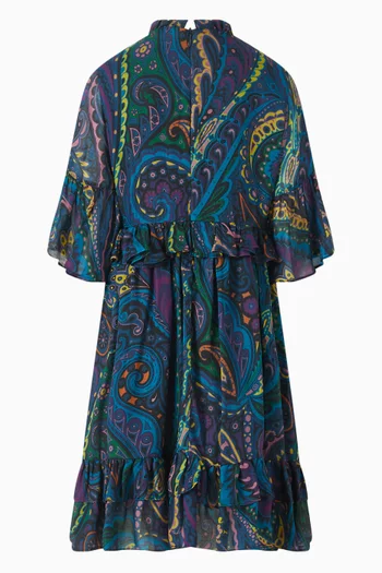 All-over Print Ruffled Woven Dress