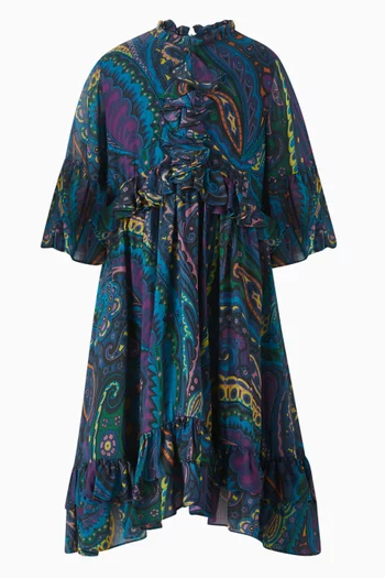 All-over Print Ruffled Woven Dress