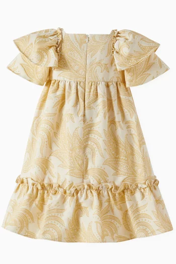 Floral Print Ruffle Dress in Cotton