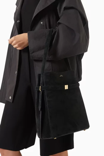 Belted Bucket Bag in Suede