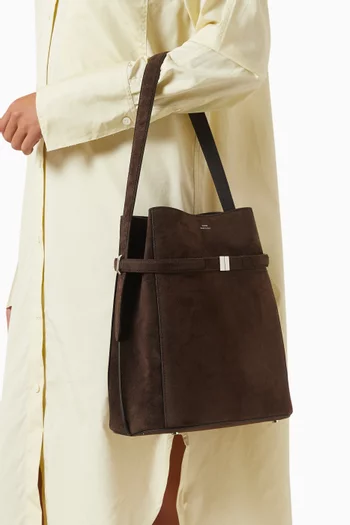 Belted Bucket Bag in Suede