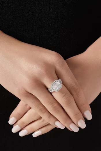 Square Crystal Ring in 925 Sterling Silver