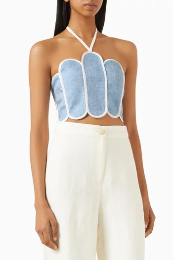 Lenny Panelled Halter Top in Linen