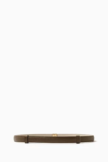 Slide Clasp Belt in Lizard-embossed Leather