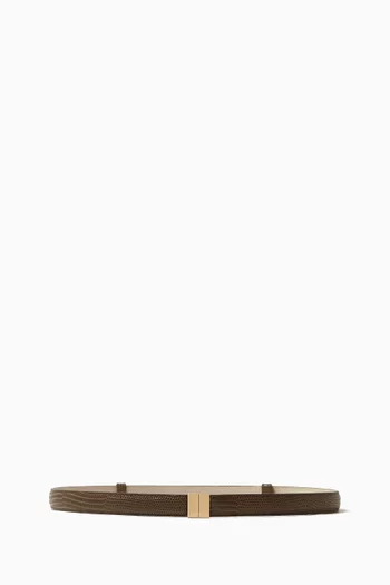 Slide Clasp Belt in Lizard-embossed Leather
