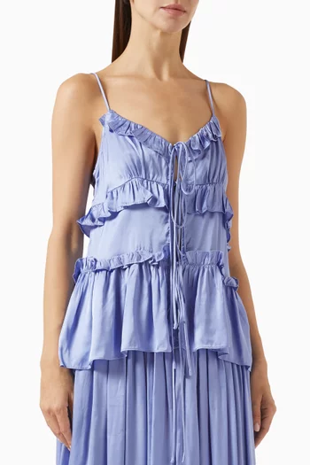 Olive Ruffle Top in Viscose