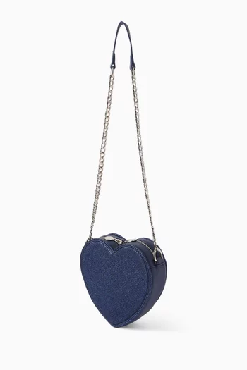 Swan Glittering Heart-shaped Crossbody Bag