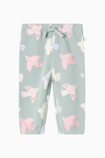 Bird-print Sweatpants in Organic Cotton