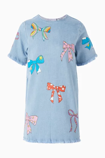 Bow-print Dress in Denim