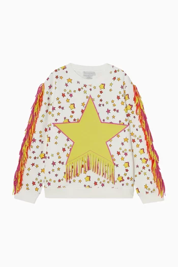 Star Graphic Fringed Sweatshirt