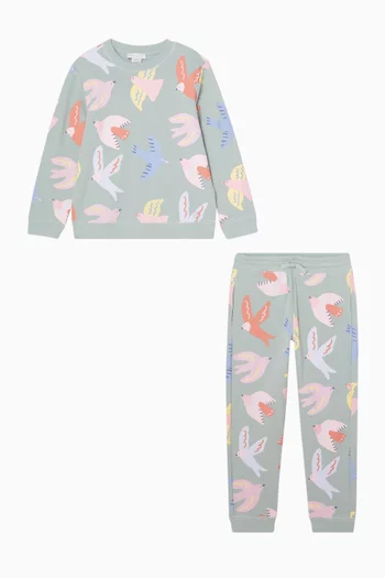 Bird-print Tracksuit in Cotton-fleece